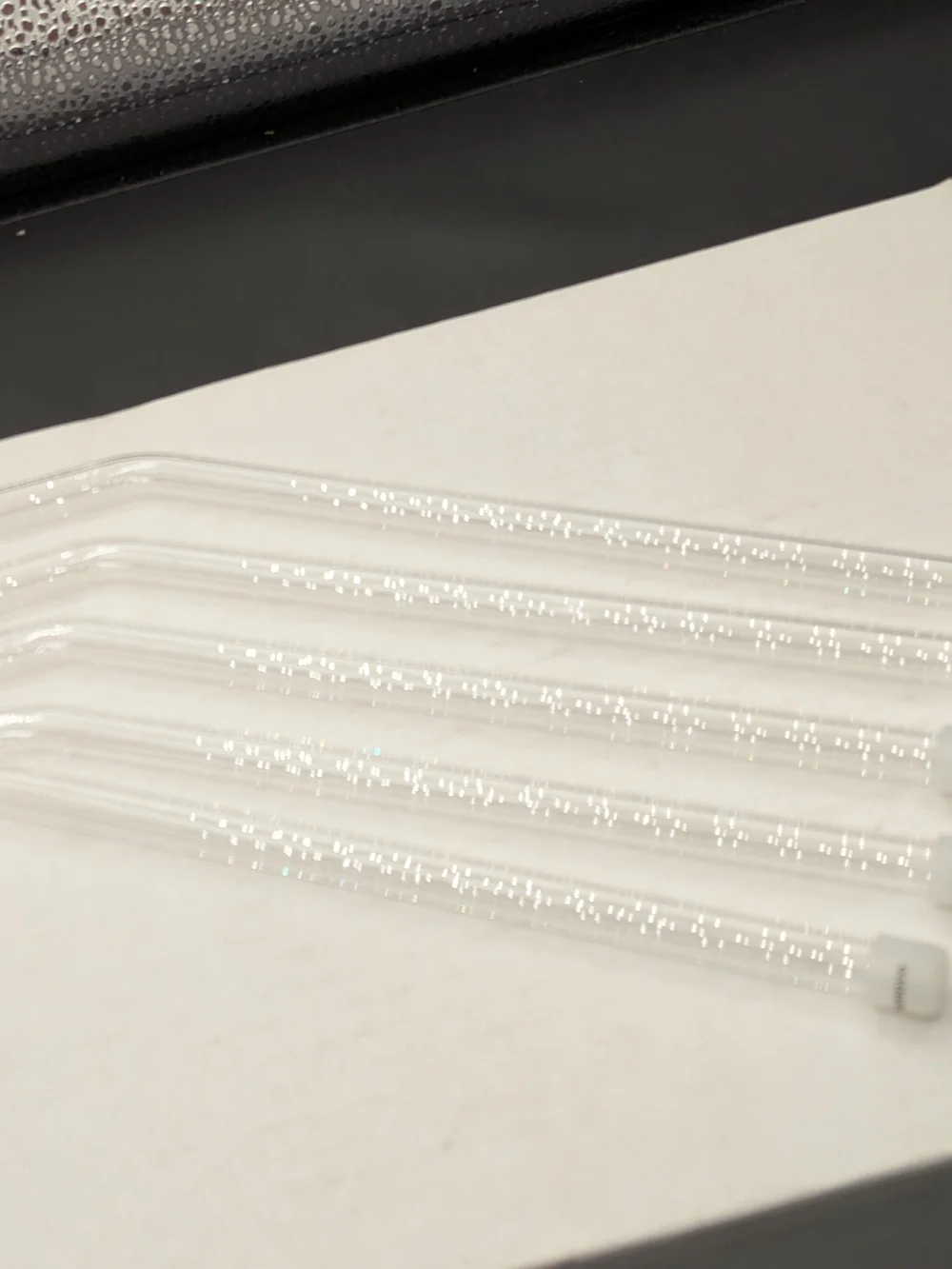 Reusable Clear Glass Straws with White Silicone Tips - Set of 5